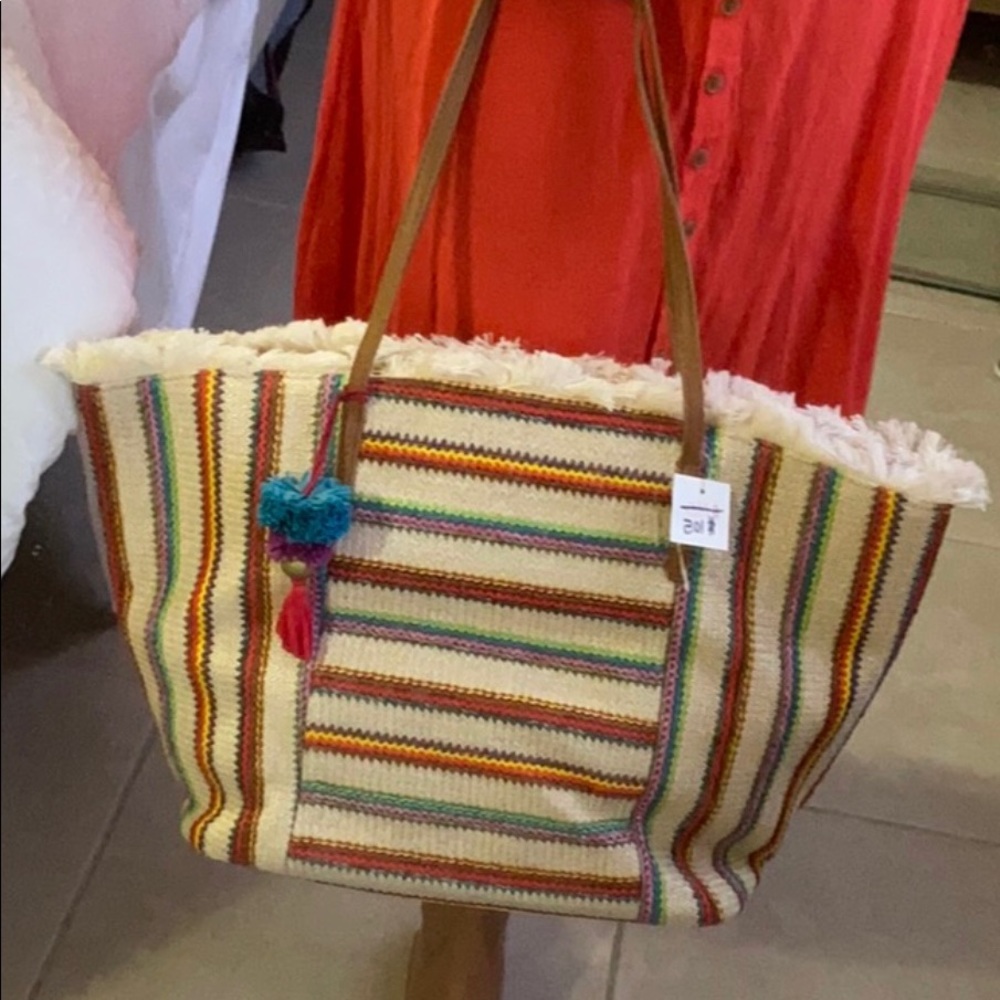 Straw natural beach bag